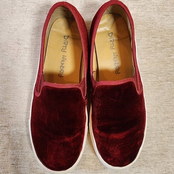 Dirty Laundry Women's Velvet Slip-On Sneakers - Merlot Color Size 7 - Picture 2 of 4